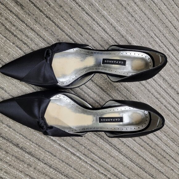 Caparros Morgana Black 8.5 Heel 3” Satin Party New Years Date Glam - Picture 5 of 6